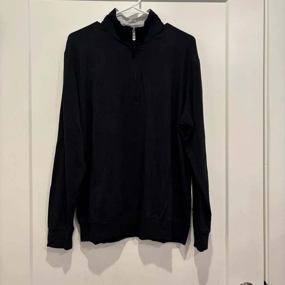 Bobby Jones‎ Signature Collection Mens Large Black Quarter Zip Pullover Sweater